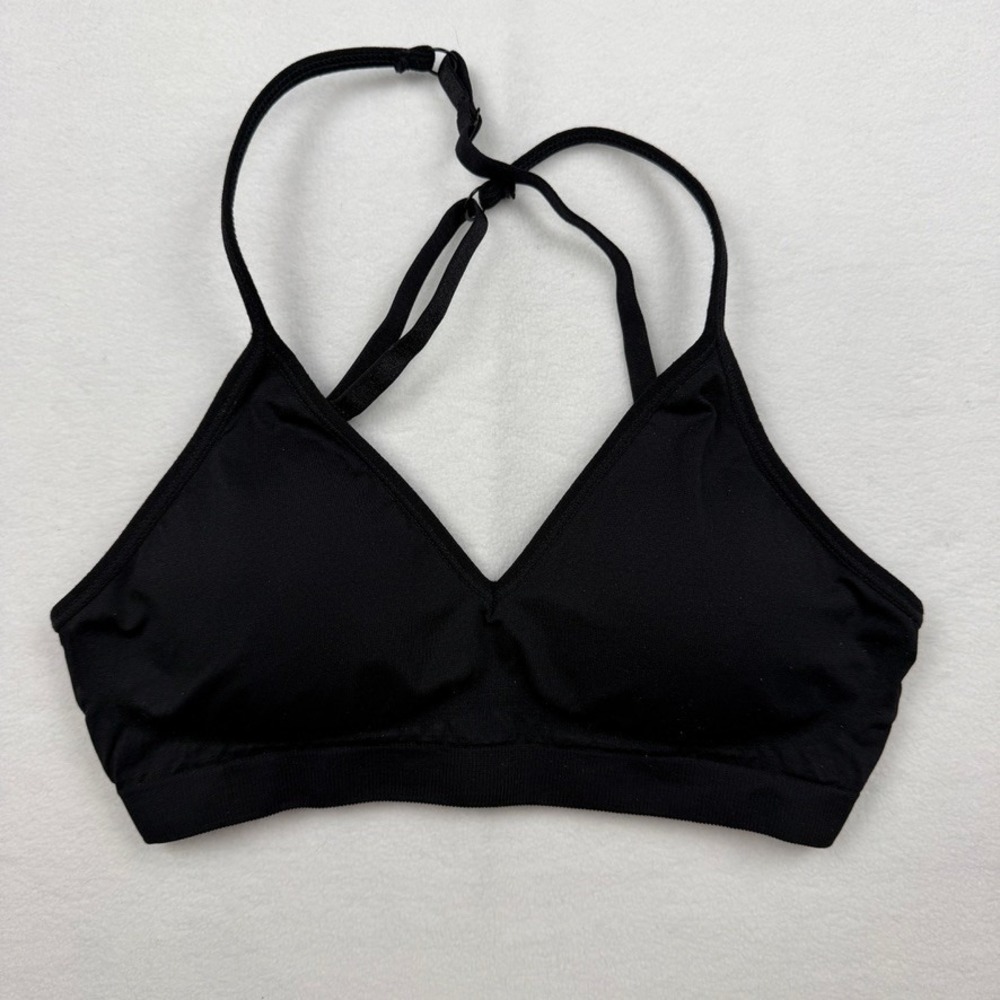 Anemone Bralette Womens Black Wireless Triangle Adjustable Strap Knit